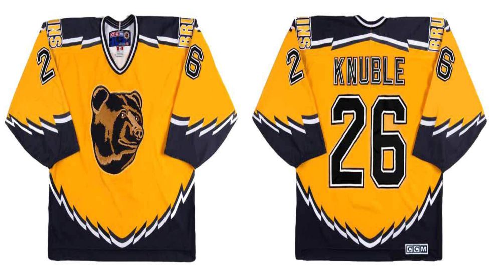2019 Men Boston Bruins #26 Knuble Yellow CCM NHL jerseys->los angeles kings->NHL Jersey
